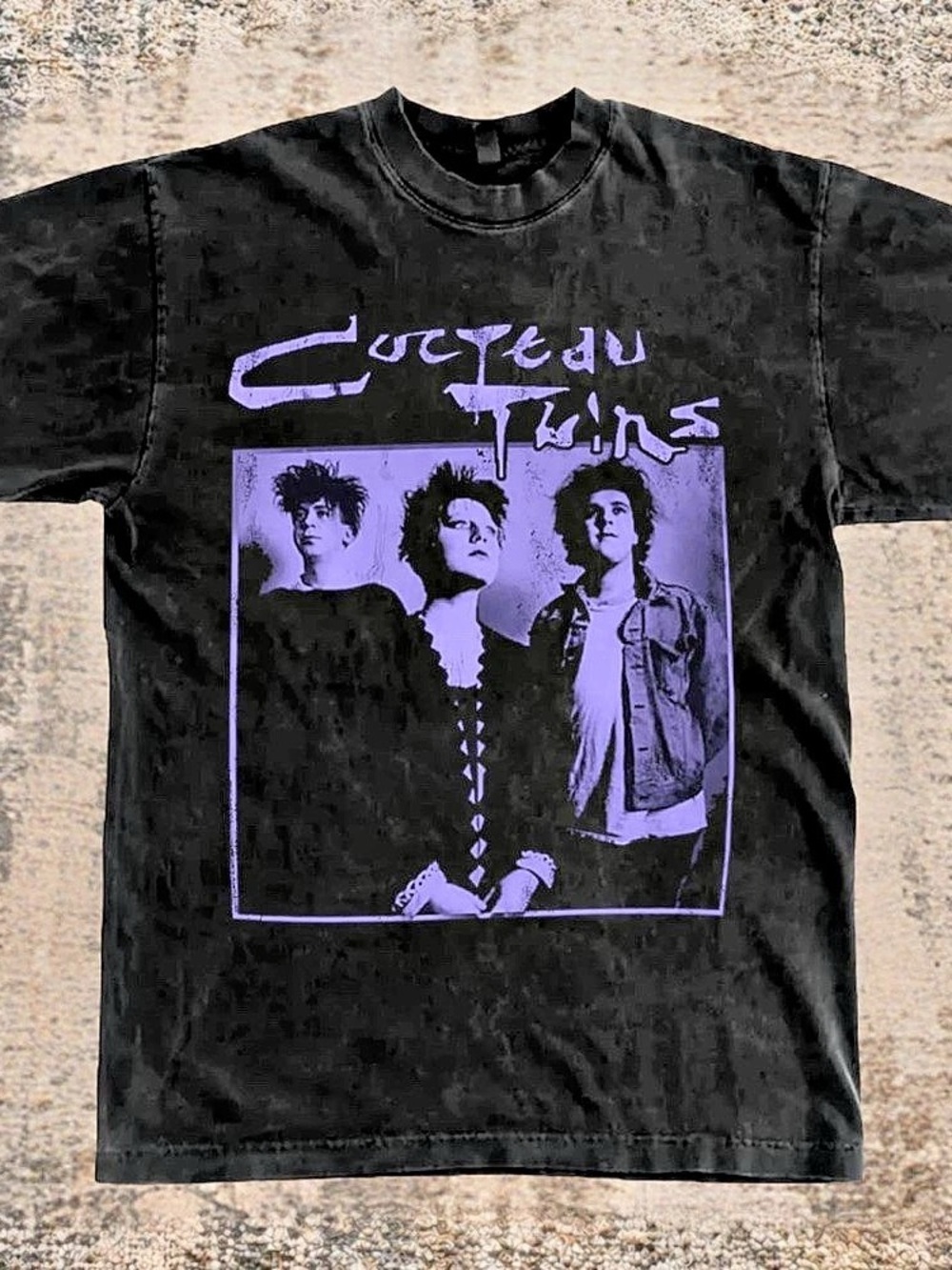 Graphic Band Tee in Black & Purple Like New